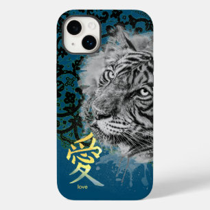 IPHONE CASE ANTIQUE LACE PAINTED TIGER KANJI LOVE