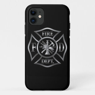 Iphone case black/silver fire department symbol