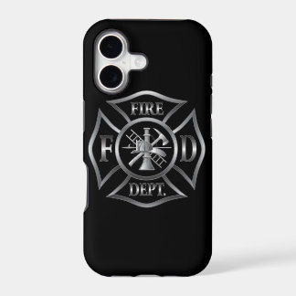 Iphone case black/silver fire department symbol