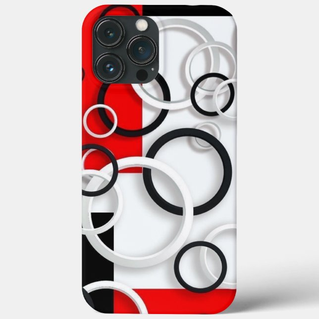 iPhone case black, white,red colorful circles  (Back)