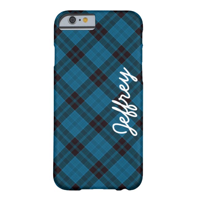 iPhone Case Blue Black Tartan Plaid Personalized (Back)