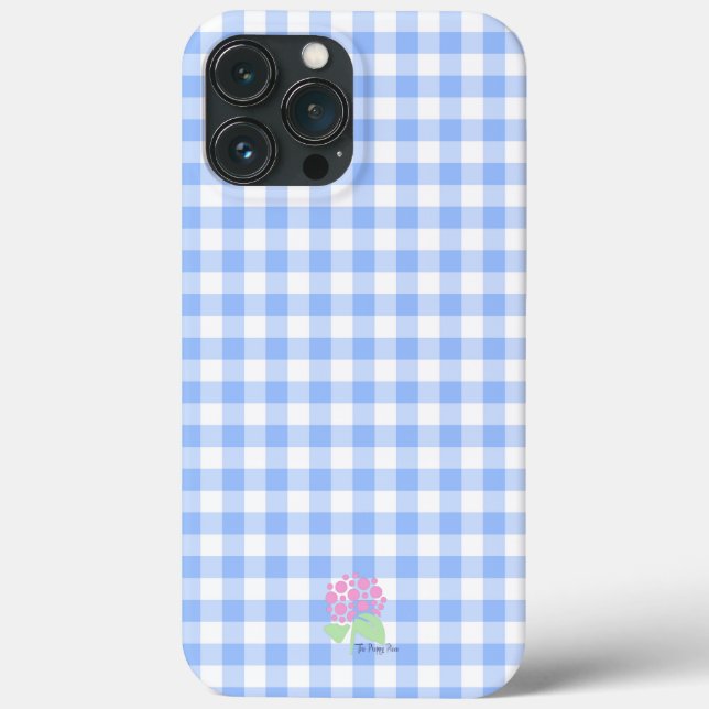 iphone case blue gingham (Back)