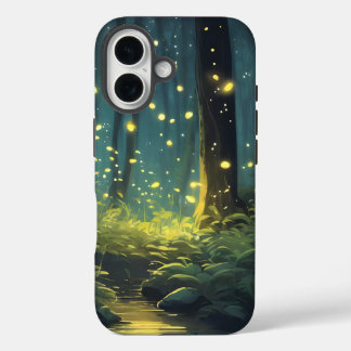 iPhone Case - Bright Cozy Forest with Fireflies