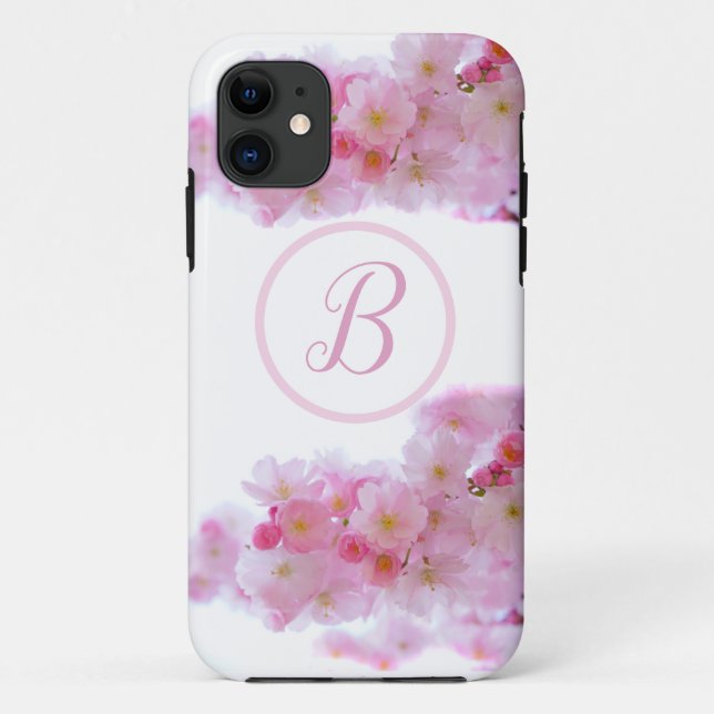 iPhone Case Cherry Blossom Flowers with Initial (Back)