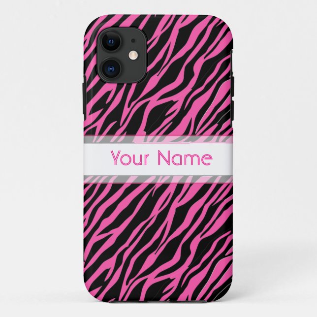 iphone case Custom Zebra Print Pink Black (Back)