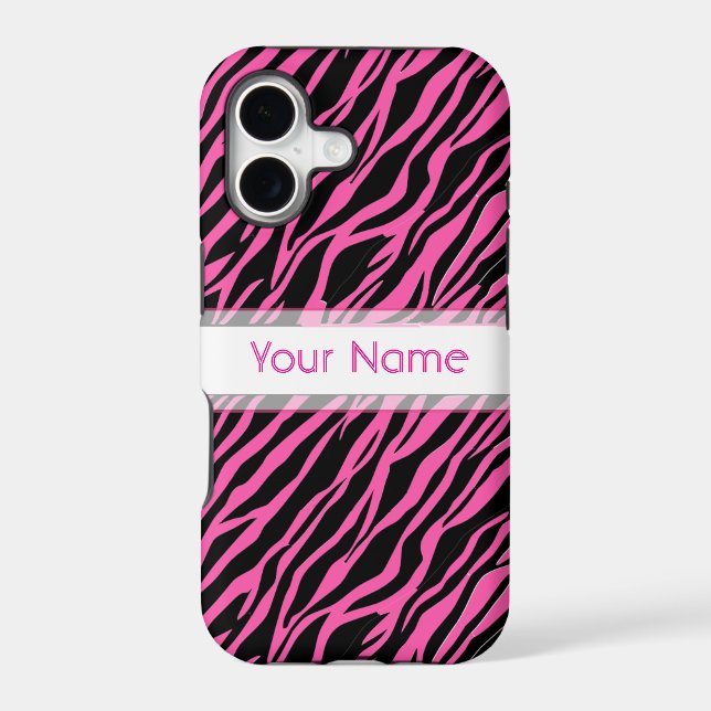 iphone case Custom Zebra Print Pink Black (Back)