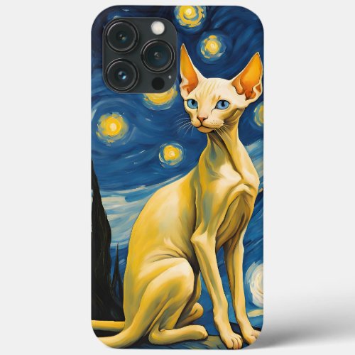 Iphone Case  Elf Sphynx Cat Painting Art Van Gogh