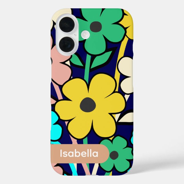 iPhone case floral colorful pattern aesthetic (Back)