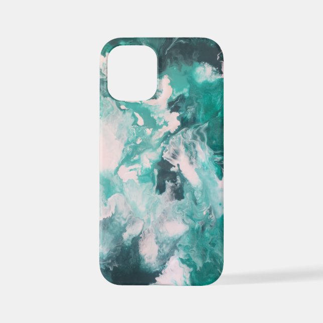 iPhone case green fluid pour painting (Back)