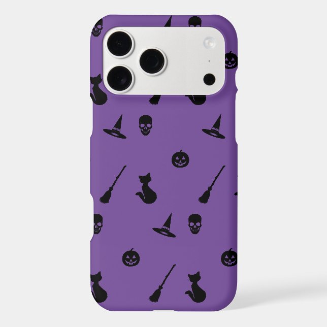 iPhone Case Halloween Pattern Blk on Purple (Back)