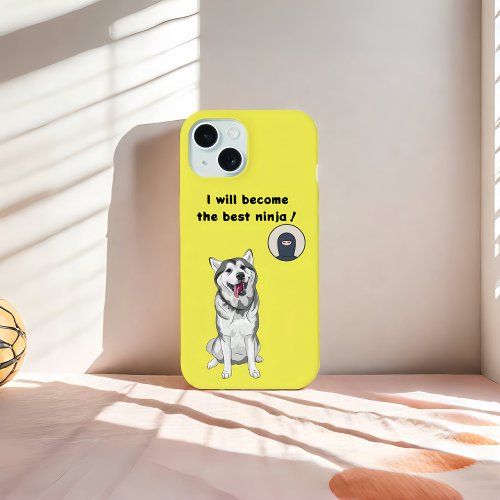  IPhone Case  Personalized  Ninja Husky  Yellow