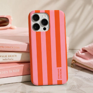 iPhone Case Preppy Bold Stripe Coral Pink