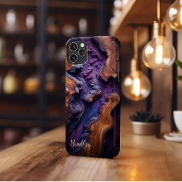 iPhone Case, Purple Resin, Burl Wood Design iPhone 13 Pro Case