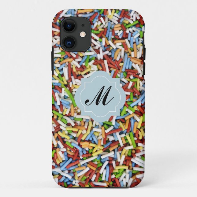 iPhone Case Sprinkles Colorful Candy Pink Monogram (Back)