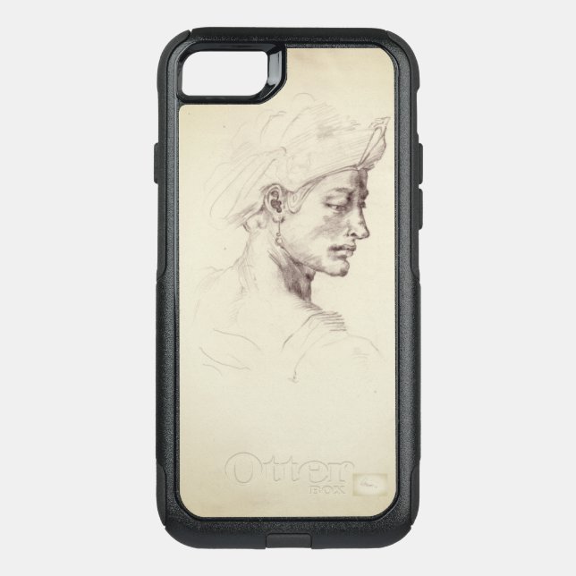 iphone case with a sketch of a man's head (Back)