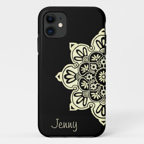 iPhone Case with Black and Cream Medallions