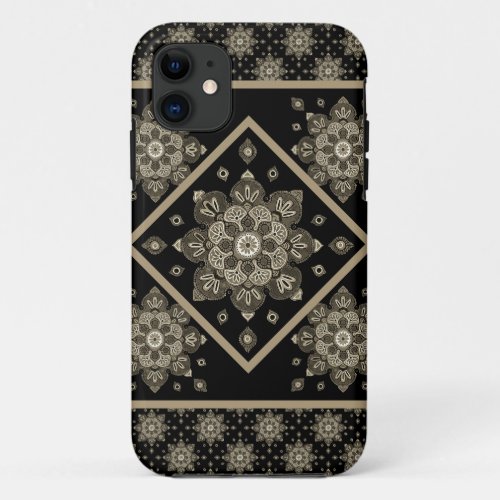 iPhone Case with Black and Sepia Medallions