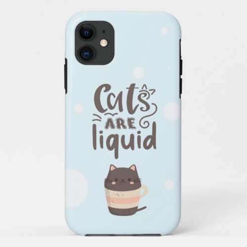 IPhone case with lettering about cats on blue