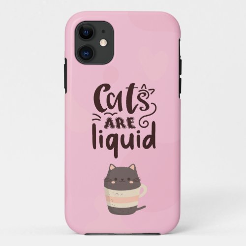 IPhone case with lettering about cats on pink 