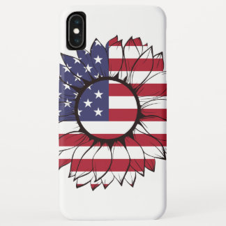 iPhone case with USA flag sunflower, 4th of July