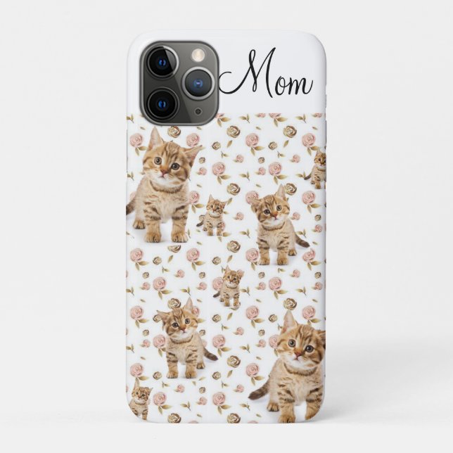IPhone Cases Floral Kitten Mom (Back)
