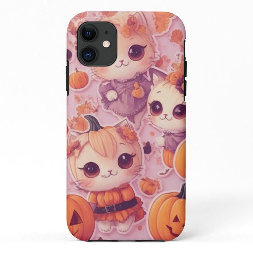 IPhone Cases  Kawaii Kitten Halloween Orange purpl