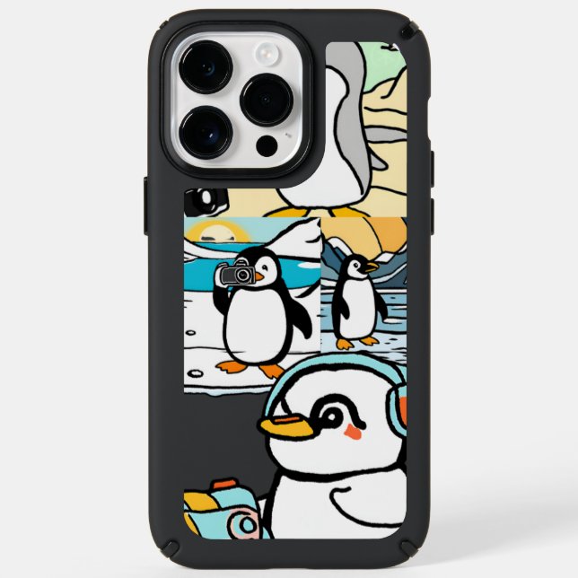 iPhone cases with penguin taking pictures (Front)