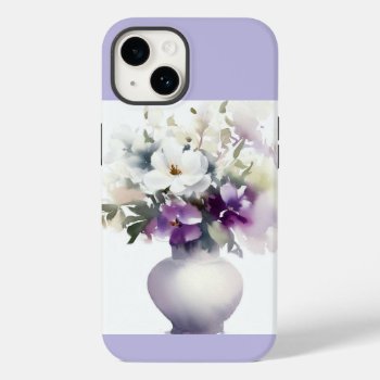 Iphone Cell Phone Cover  Case With Purple Flowers by javajeninga at Zazzle