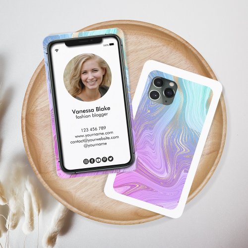 iPhone cell phone instagram blogger unicorn pastel Business Card