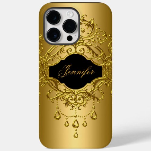 iPhone Elegant Classy Gold Black Case_Mate iPhone 14 Pro Max Case