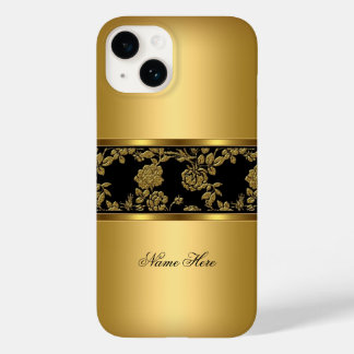 iPhone Elegant Classy Gold Black Floral Case-Mate iPhone 14 Case