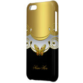 iPhone Gold Black White Butterfly 2 Case (Back Left)