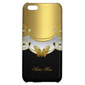 iPhone Gold Black White Butterfly 2 Case (Back)