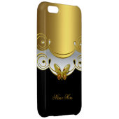 iPhone Gold Black White Butterfly 2 Case (Back Right)