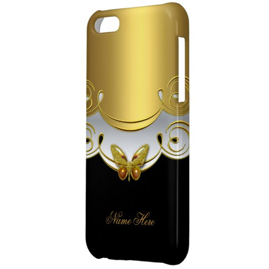 iPhone Gold Black White Butterfly 2 iPhone Case (Back Left)