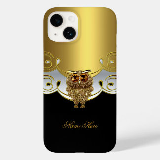 iPhone Gold Black White Owl Jewel Image Case-Mate iPhone 14 Case