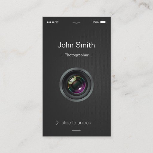 Customizable iPhone iOS Style - Camera Lens Photography Business Card