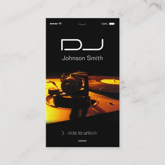 iPhone iOS Style - Turntable headphone Pub DJ Business Card (Front)