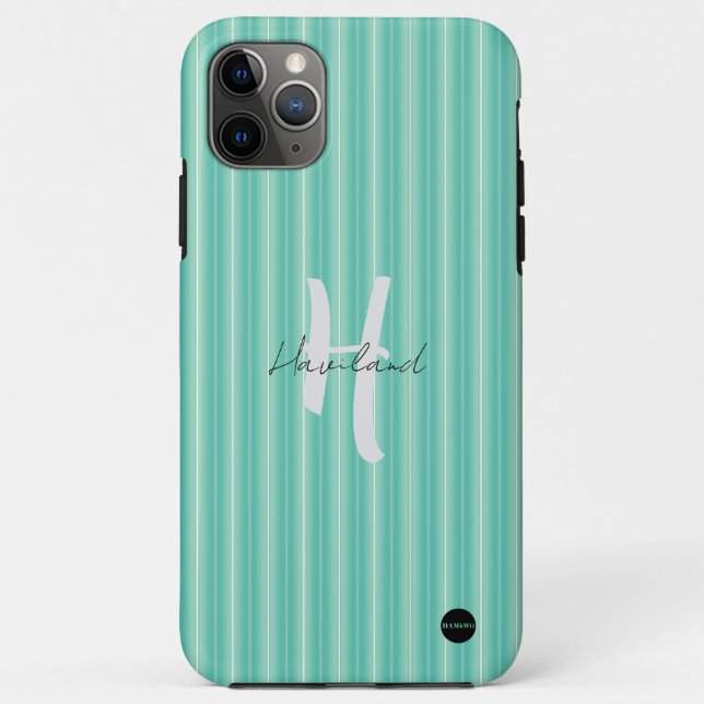 iPhone / iPad case Aqua Green Stripe (Back)