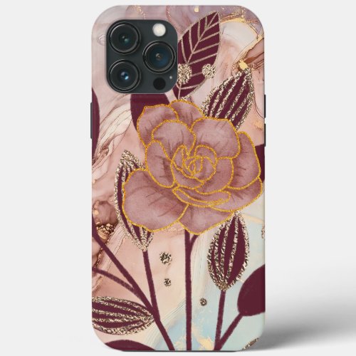 iPhone  iPad case golden flower beige abstract ph