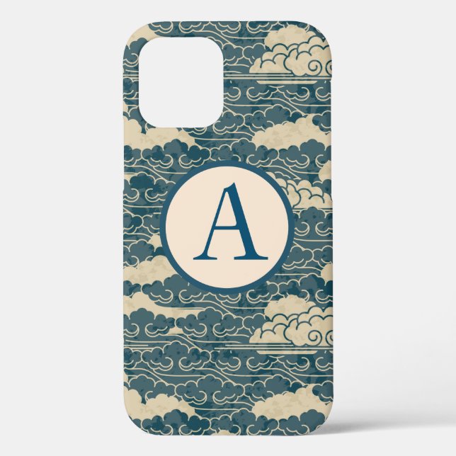 iPhone / iPad case JAPANESE CLOUDS DIY INITIAL (Back)