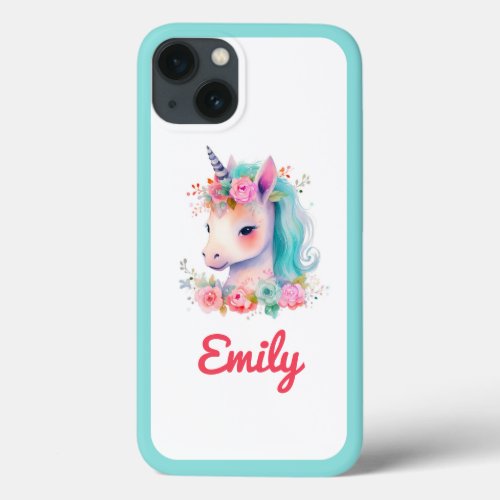 iPhone  iPad case watercolor unicorn and flowers