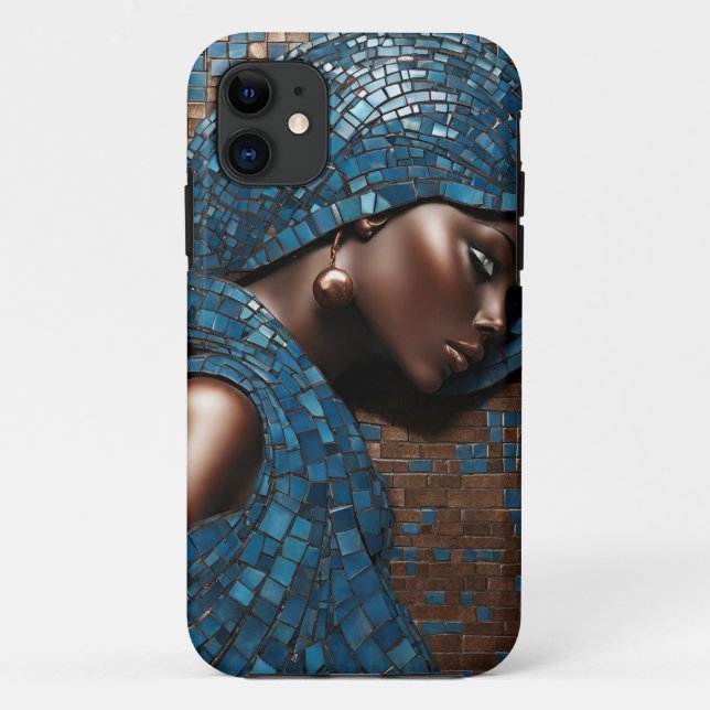 iPhone / iPad case Woman Mosiac Copper Blue (Back)