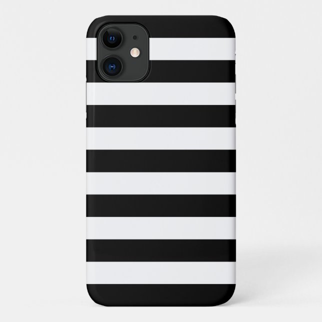 iPhone, Plus or Pro Case - Black & White Stripes (Back)