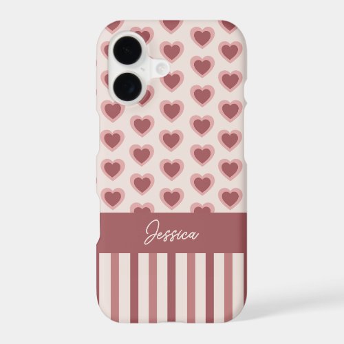 iPhone Retro Hearts Pink Burgundy Custom 17 Case