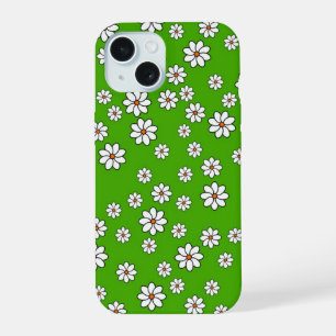 Iphone shell white flowers on green carpet iPhone 15 case