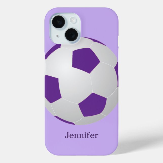 iPhone Soccer, Purple Personalized Name Case-Mate iPhone Case (Back)