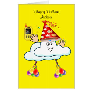 IPhone Text Cloud Large Happy Birthday Card 