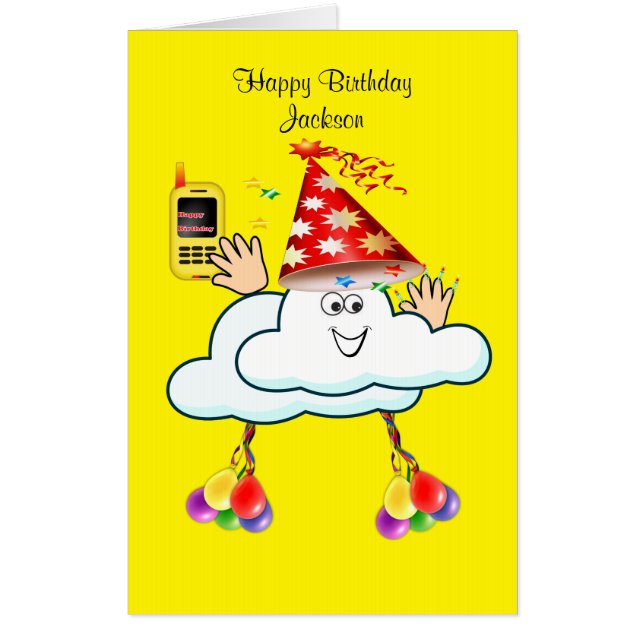 IPhone Text Cloud Large Happy Birthday Card  (Front)