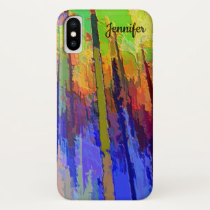 iPhone X Case in an Abstract Colorful Tree Design
